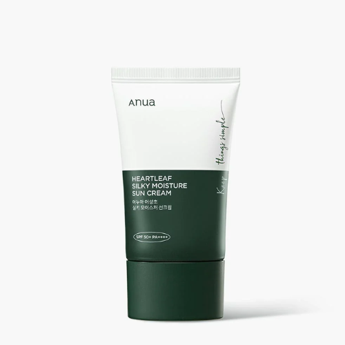 Anua Heartleaf Silky Moisture Sunscreen SPF50+ PA++++ 50mlPersonal CareAnua Heartleaf Silky Moisture Sunscreen SPF50+ PA++++ (50ml) offers powerful sun protection in a lightweight, non-greasy formula perfect for daily use. Infused with calming Heartleaf (